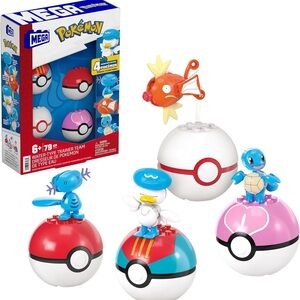 Pokemon Mega Building Set with Red, Blue, and White Poké Balls